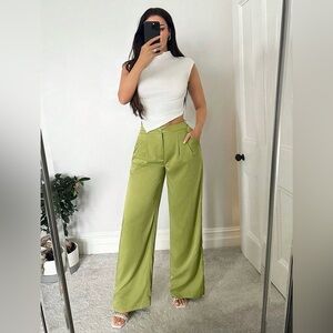 SHEIN Green Wide-Leg Women's Pants